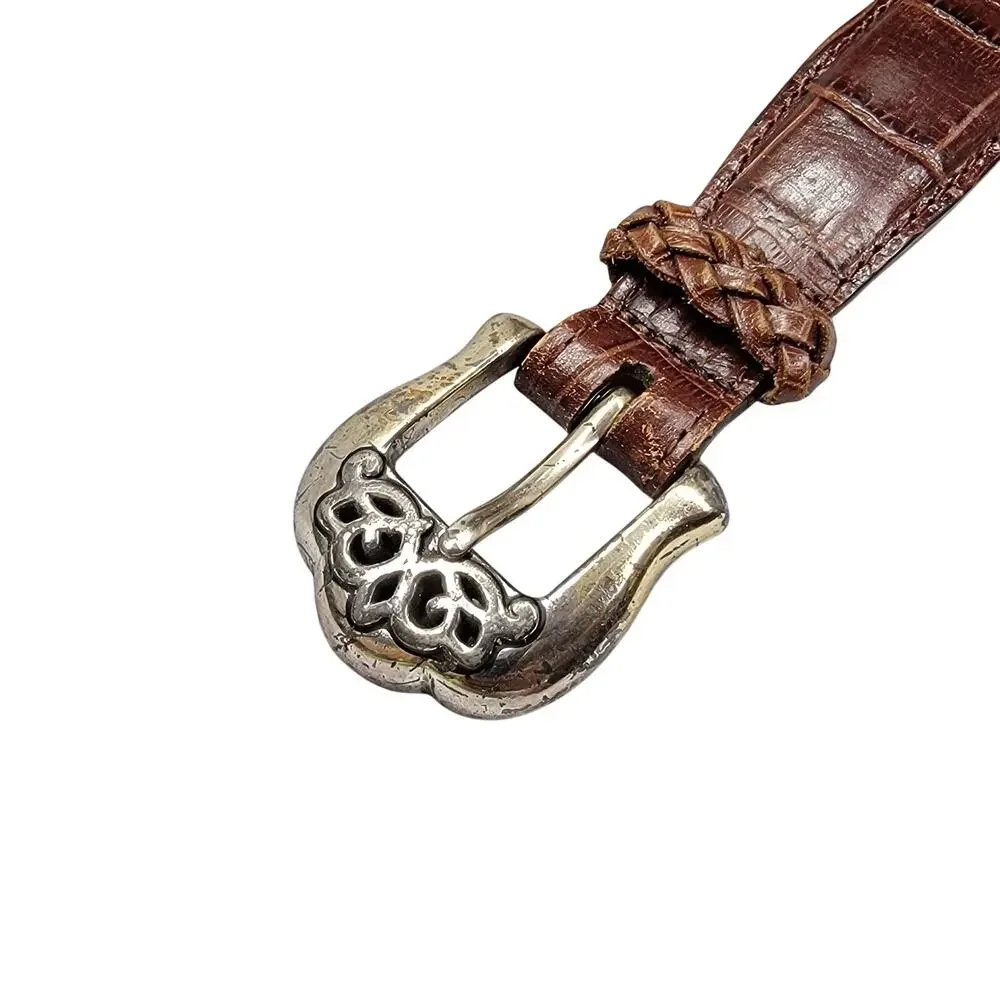 Brighton Vintage 1996 Womens Braided Leather Western Concho Belt Brown Size M